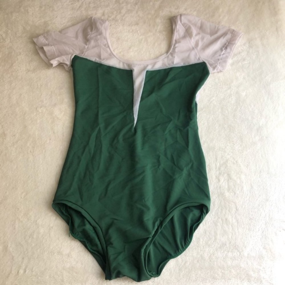 Green Drop-Neckline Ballet Leotard